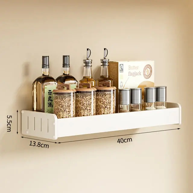 Wall Mounted Kitchen Condimenters Spice Rack Organizer Shelf Kitchen Storage Wall Shelf Organizers Hanging Hook Rack For Kitchen