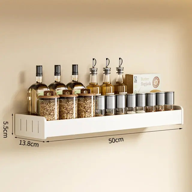 Wall Mounted Kitchen Condimenters Spice Rack Organizer Shelf Kitchen Storage Wall Shelf Organizers Hanging Hook Rack For Kitchen