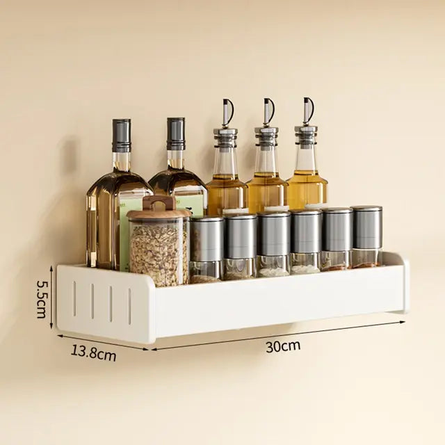 Wall Mounted Kitchen Condimenters Spice Rack Organizer Shelf Kitchen Storage Wall Shelf Organizers Hanging Hook Rack For Kitchen