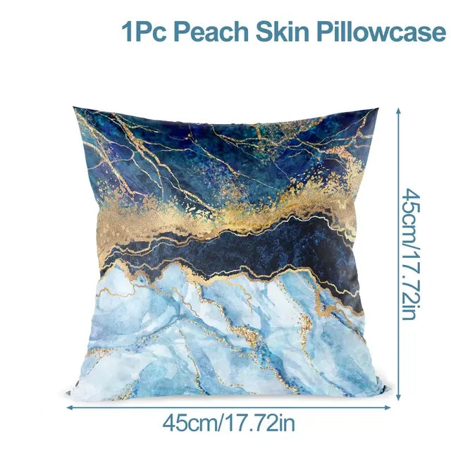 Marble Pattern Nordic Geometric Decorative Pillowcase Peach Velvet Microfiber Pillow Cushion Cover for Car Home Living Room